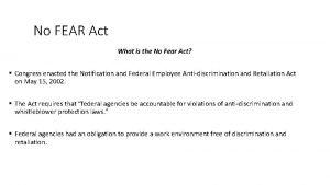 No FEAR Act What is the No Fear
