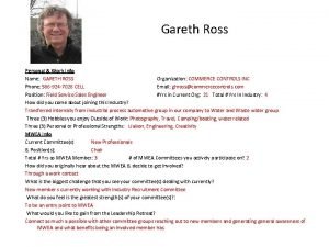 Gareth Ross Personal Work Info Name GARETH ROSS