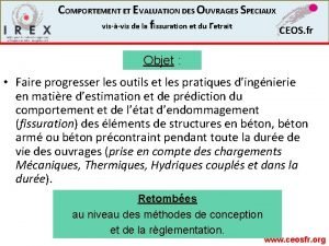 COMPORTEMENT ET EVALUATION DES OUVRAGES SPECIAUX visvis de