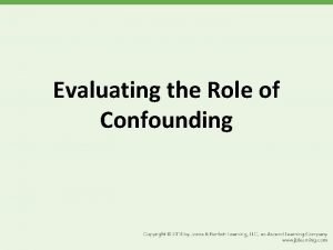 How to control for confounding