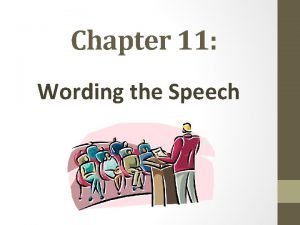 Chapter 11 Wording the Speech Chapter 11 Wording