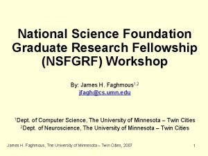 National Science Foundation Graduate Research Fellowship NSFGRF Workshop
