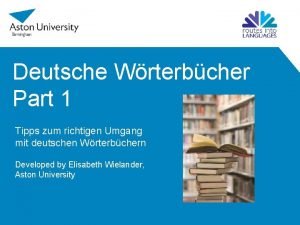 Deutsche Wrterbcher Part 1 Tipps zum richtigen Umgang