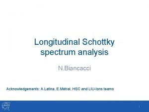 Longitudinal Schottky spectrum analysis N Biancacci Acknowledgements A