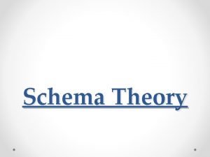 Schema Theory Schema Theory When we want to