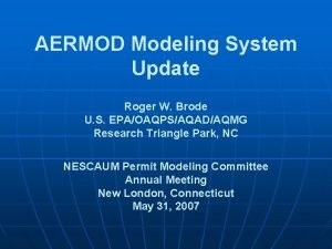 AERMOD Modeling System Update Roger W Brode U