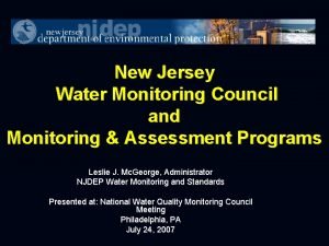 New Jersey Water Monitoring Council and Monitoring Assessment