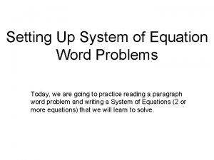 System of equation word problem