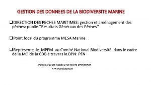 GESTION DES DONNEES DE LA BIODIVERSITE MARINE q