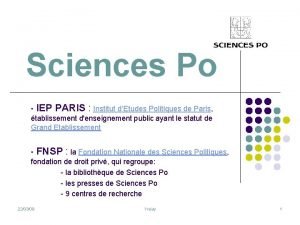 Sciences Po IEP PARIS Institut dEtudes Politiques de
