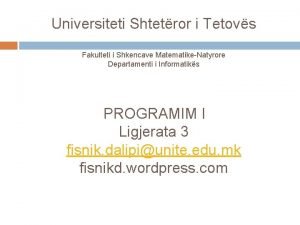 Universiteti Shtetror i Tetovs Fakulteti i Shkencave MatematikeNatyrore