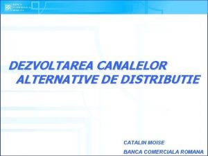 DEZVOLTAREA CANALELOR ALTERNATIVE DE DISTRIBUTIE CATALIN MOISE BANCA