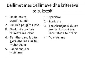 Dallimet mes qellimeve dhe kritereve te suksesit 1