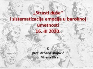 Strasti due i sistematizacija emocija u baroknoj umetnosti