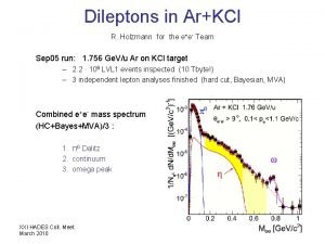 Dileptons in ArKCl R Holzmann for the ee