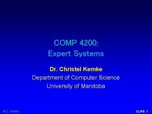 COMP 4200 Expert Systems Dr Christel Kemke Department