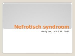 Nefrotisch syndroom Werkgroep richtlijnen DNN Werkgroep richtlijnen DNN