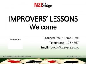 IMPROVERS LESSONS Welcome Teacher Your Name Here Telephone