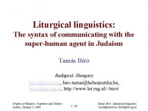 Liturgical linguistics The syntax of communicating with the