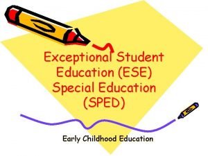 Exceptional Student Education ESE Special Education SPED Early