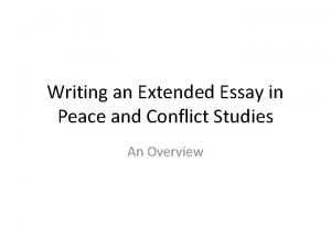 Peace and conflict essay