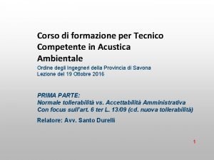 Corso di formazione per Tecnico Competente in Acustica