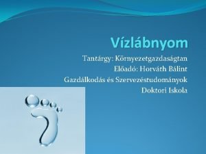 Vzlbnyom Tantrgy Krnyezetgazdasgtan Elad Horvth Blint Gazdlkods s