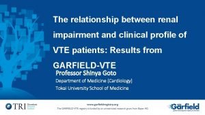 The relationship between renal impairment and clinical profile