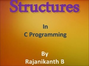 Structures In C Programming By Rajanikanth B Introduction