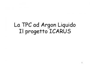 La TPC ad Argon Liquido Il progetto ICARUS