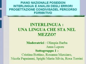 PIANO NAZIONALE POSEIDON INTERLINGUA E ANALISI DEGLI ERRORI