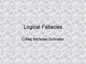 Logical Fallacies CMaj Nicholas Schroder What is a
