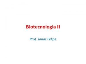 Biotecnologia II Prof Jonas Felipe Organismos Transgnicos Organismos