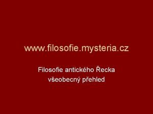 www filosofie mysteria cz Filosofie antickho ecka veobecn