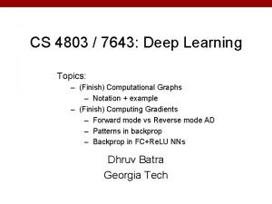 CS 4803 7643 Deep Learning Topics Finish Computational