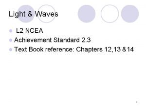 Light Waves L 2 NCEA l Achievement Standard