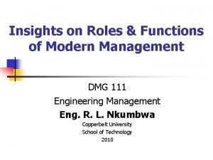 Insights on Roles Functions of Modern Management DMG