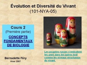 volution et Diversit du Vivant 101 NYA05 Cours