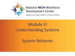 Module VI Understanding Systems System Behavior Learning Objectives