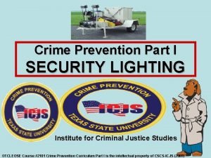 Crime Prevention Part I SECURITY LIGHTING Institute for