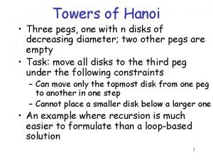 Towers of Hanoi Three pegs one with n