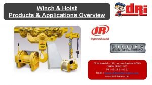 Winch Hoist Products Applications Overview ZA du Guindal