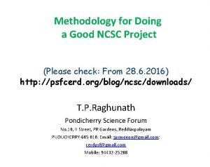 Ncsc project format