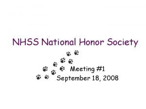 NHSS National Honor Society Meeting 1 September 18