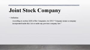 Joint stock company definition