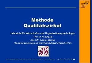 Methode Qualittszirkel Lehrstuhl fr Wirtschafts und Organisationspsychologie Prof