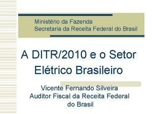 Ministrio da Fazenda Secretaria da Receita Federal do