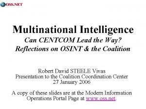 Multinational Intelligence Can CENTCOM Lead the Way Reflections