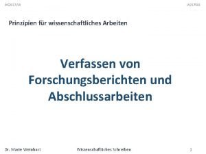 WS 201718 LV 217501 Prinzipien fr wissenschaftliches Arbeiten