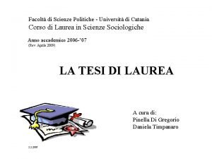 Facolt di Scienze Politiche Universit di Catania Corso